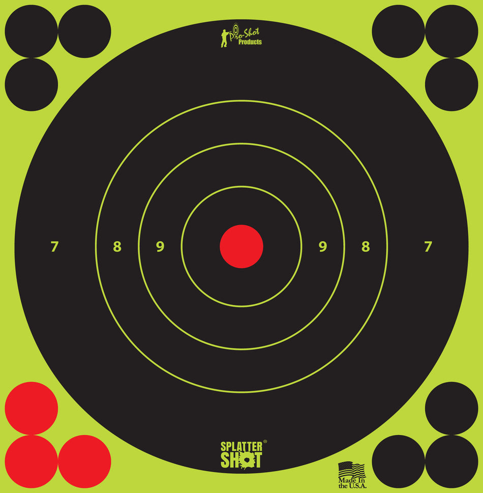 Pro-Shot 6BGREEN12PK SplatterShot 6" Bullseye Adhesive Targets Black/Green 12 Pack