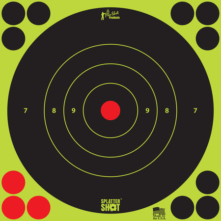 Pro-Shot 8BGREEN6PK SplatterShot 8" Bullseye Adhesive Targets Black/Green 6 Pack