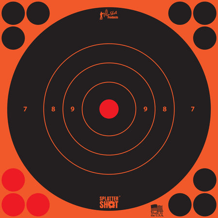 Pro-Shot 8BORNG6PK SplatterShot 8" Bullseye Adhesive Targets Black/Orange 6 Pack