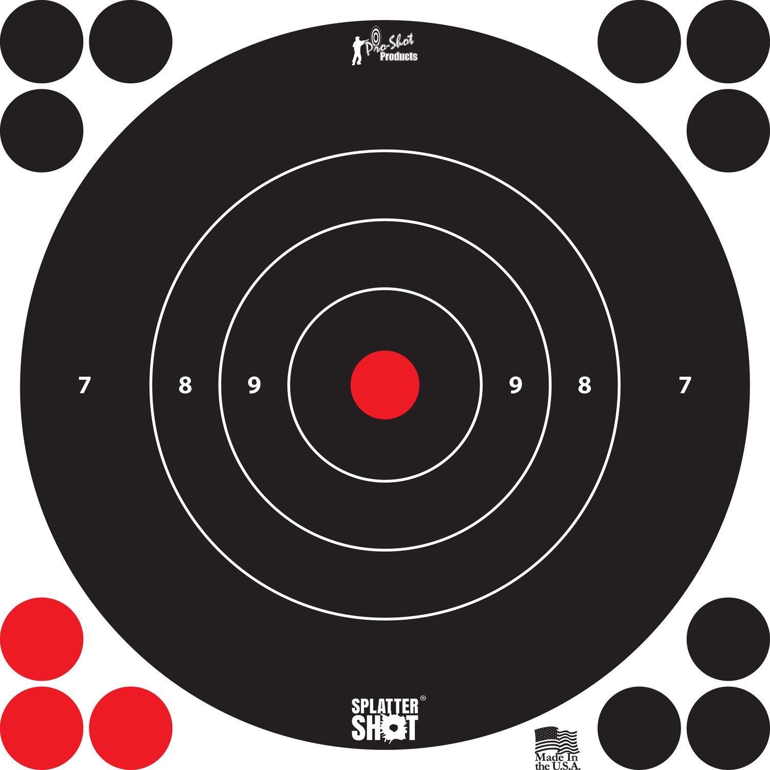 Pro-Shot 8BWHITE6PK SplatterShot 8" Bullseye Adhesive Targets Black/White 6 Pack