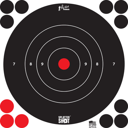 Pro-Shot 8BWHITE6PK SplatterShot 8" Bullseye Adhesive Targets Black/White 6 Pack