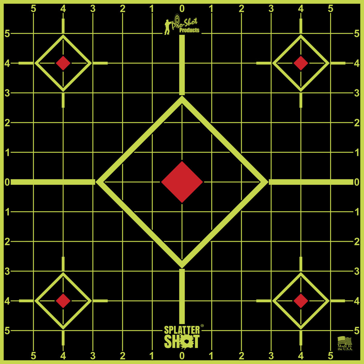 Pro-Shot 12SIGREEN5PK SplatterShot Adhesive Sight-In Target, Black/Green, 5-Diamond, 5 Pack
