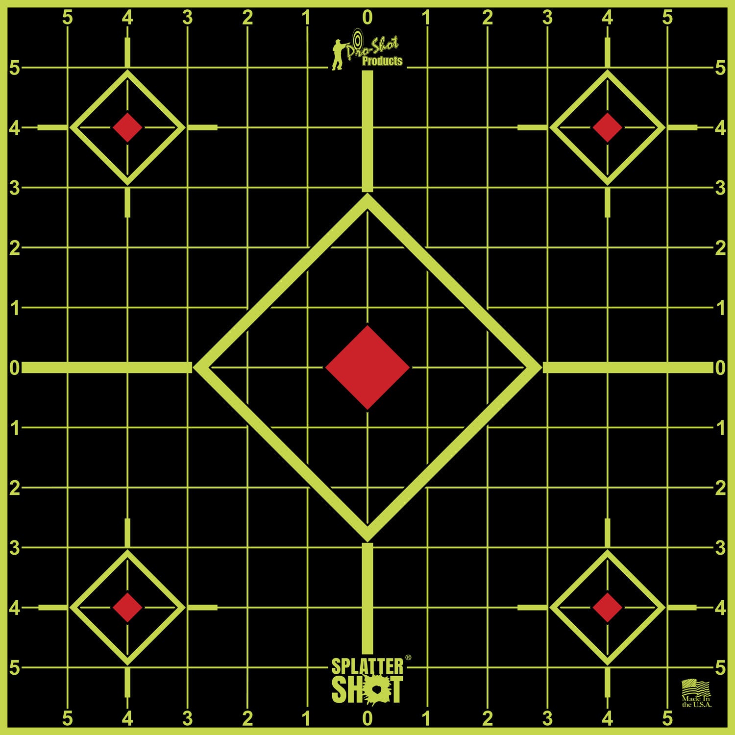 Pro-Shot 12SIGREEN5PK SplatterShot Adhesive Sight-In Target, Black/Green, 5-Diamond, 5 Pack