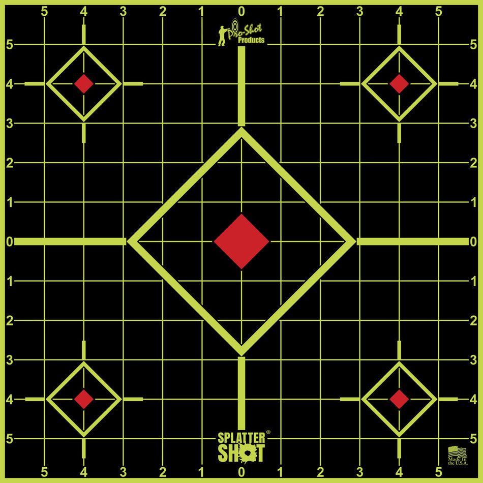 Pro-Shot 12SIGREEN5PK SplatterShot Adhesive Sight-In Target, Black/Green, 5-Diamond, 5 Pack