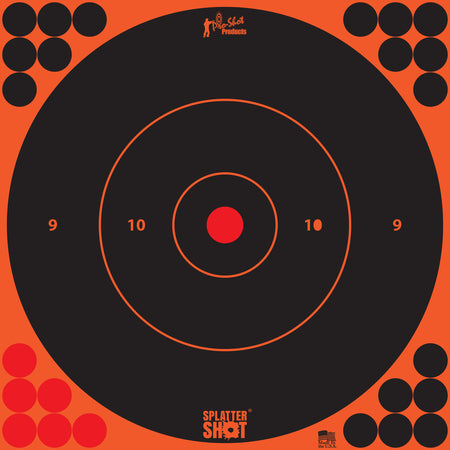 Pro-Shot 12BORNGE5PK SplatterShot Adhesive Bullseye Target, Black/Orange, 12 Inch, 5 Pack