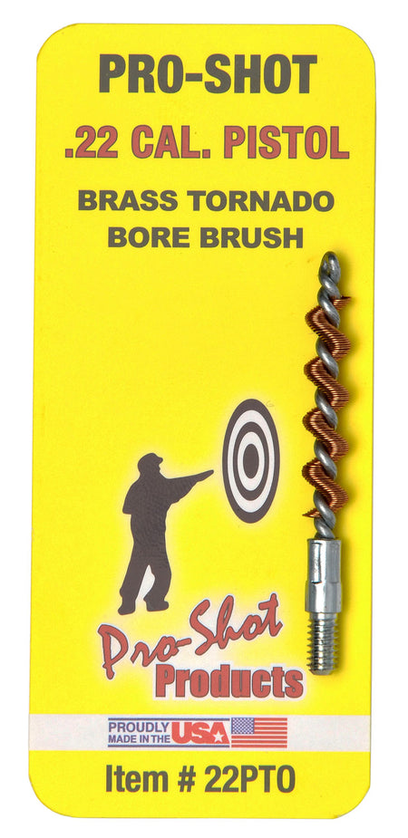Pro-Shot 22PTO .22 Caliber Pistol Tornado Bore Brush Brass Spiral #8-32 Thread