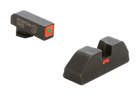 AmeriGlo GL616 CAP High Visibility Glock Sight Set Green Tritium Orange Front Sight Orange-Bar Rear