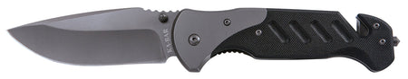 Ka-Bar 3085 Coypu 3.75" Plain Stonewashed 5Cr15MoV Folding Knife, Black G10 Handle with Glass Breaker Tip