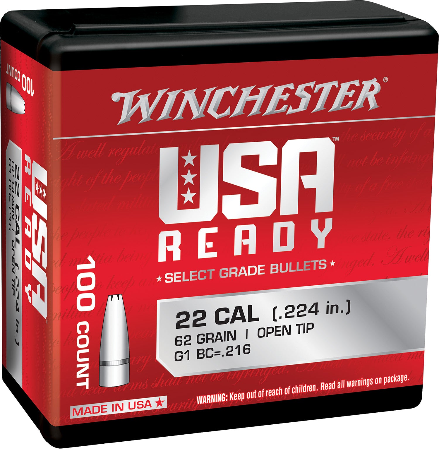 Winchester 224 Valkyrie 62 Grain Open Tip Component Bullets 100/Box