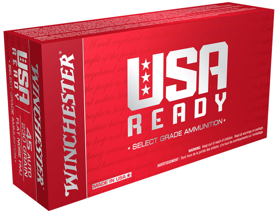 Winchester .45 ACP/Auto USA Ready 230 grain Full Metal Jacket Flat Nose ammunition