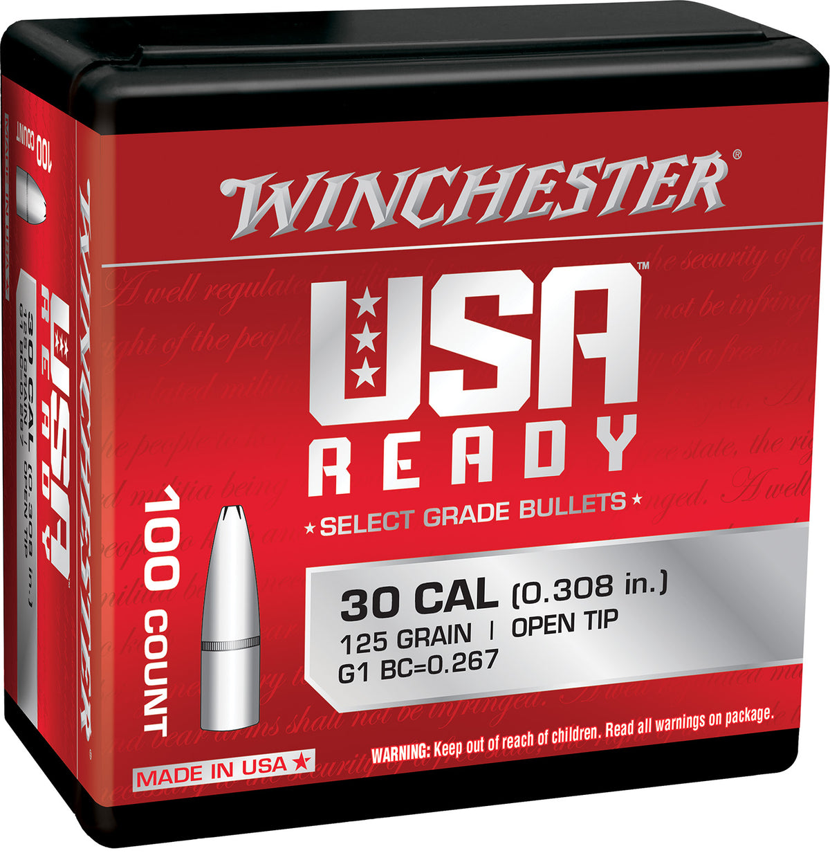 Winchester 308 Winchester 125 Grain Open Tip Component Bullets 100/Box