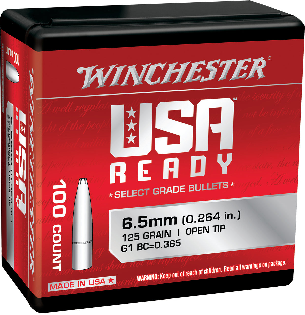 Winchester 6.5 Creedmoor 125 Grain Open Tip Component Bullets 100/Box