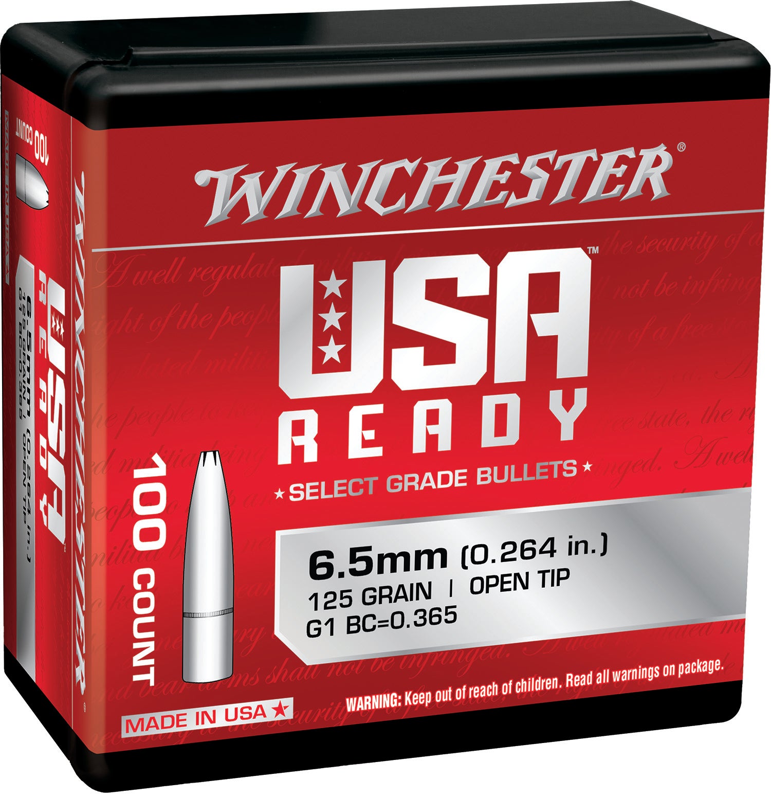 Winchester 6.5 Creedmoor 125 Grain Open Tip Component Bullets 100/Box