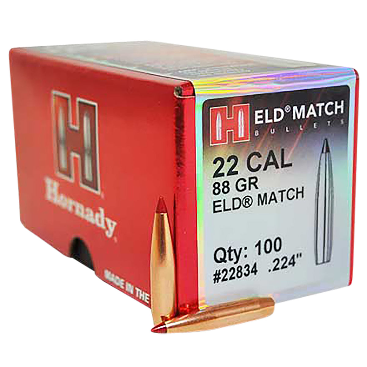 Hornady 22834 22 Cal .224 Diameter 88 Grain ELD Match Component Bullets Box of 100