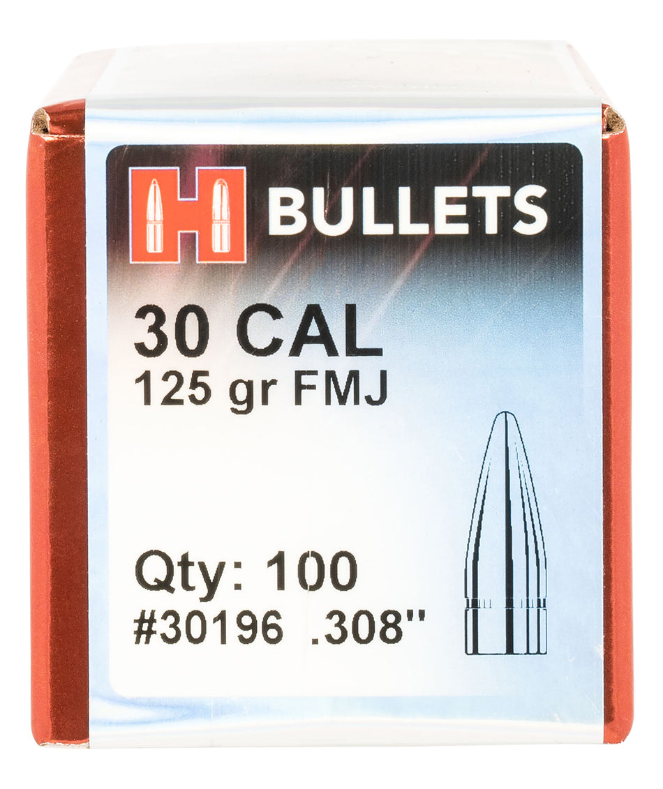 Hornady FMJ 30 Caliber .308 125 Grain Full Metal Jacket Bullets 100 Per Box