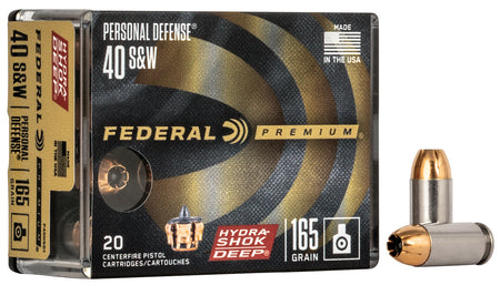 Federal Premium Personal Defense Hydra-Shok Deep Hollow Point 165 Grain .40 S&W 1050 fps 604544642872