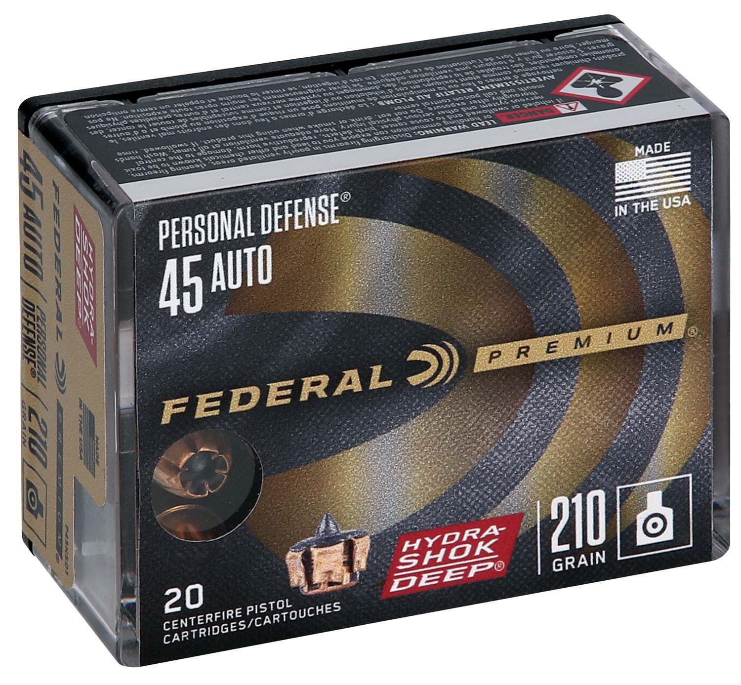 Federal Premium Personal Defense Hydra-Shok Deep Hollow Point 210 Grain .45 ACP/Auto 980 fps 604544642889