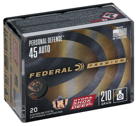 Federal Premium Personal Defense Hydra-Shok Deep Hollow Point 210 Grain .45 ACP/Auto 980 fps 604544642889