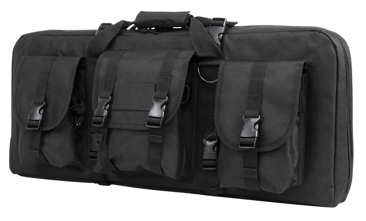 NcStar CVCPD2962B28 28" Black PVC VISM SubGun Case for 2 AR/AK Pistols with Pockets & Padded Divider