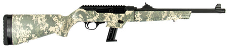 Ruger 19107 PC Carbine 9mm Luger 17+1 16.12" Threaded/Fluted Barrel, Type III Hard Coat Anodized Aluminum Alloy Receiver, Green Digital Camo Stock, Optics Ready