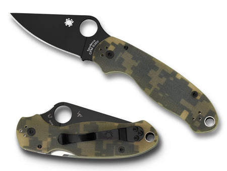 Spyderco C223GPCMOBK Para 3 2.95" DLC CPM S30V Drop Point Folding Knife Digital Camo G10 Handle with Clip
