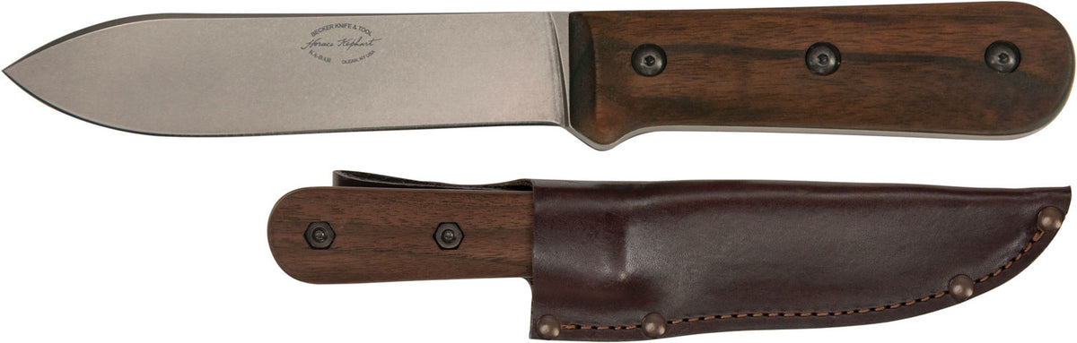 Ka-Bar BK62 Kephart 5.13" Fixed Blade Plain Drop Point, 1095 Cro-Van Steel, Walnut Handle, Sheath Included