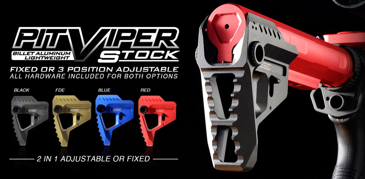 Strike Industries Pit Viper Stock for AR Platforms Red Anodized with Ambidextrous QD Mounts