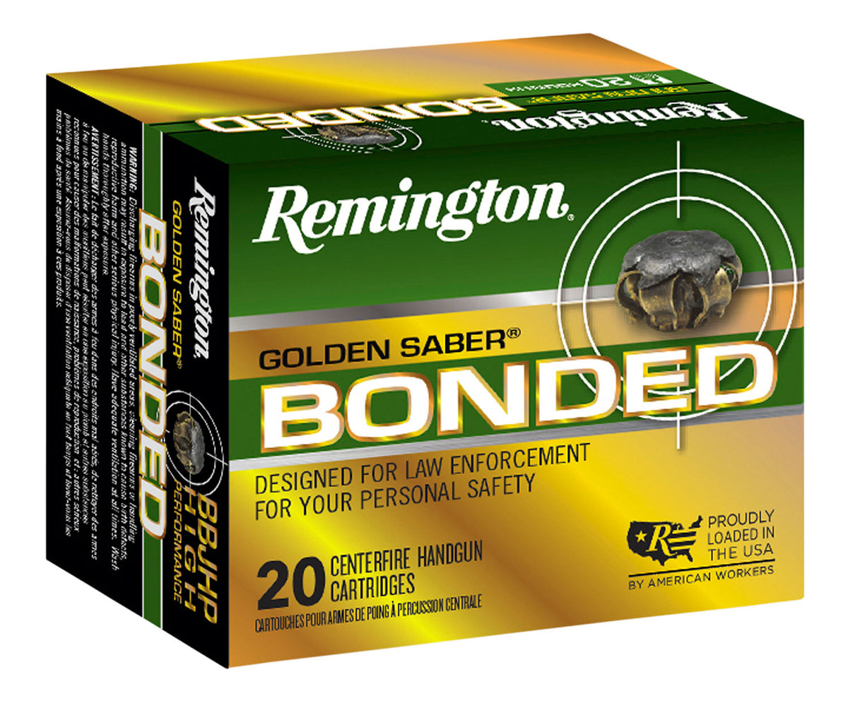 Remington Golden Saber Bonded Brass Jacketed Hollow Point 124 Grain 9mm Luger/Parabellum 1125 fps 047700494500