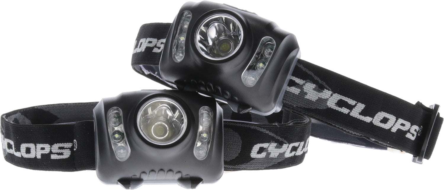 Cyclops CYCHL2102PK 210 Lumens Multi-LED Headlamp Strobe High Low Modes Black 2 Pack with Batteries