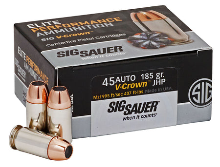 Sig Sauer Elite Performance V Crown Jacketed Hollow Point 185 Grain .45 ACP/Auto 995 fps 798681501670