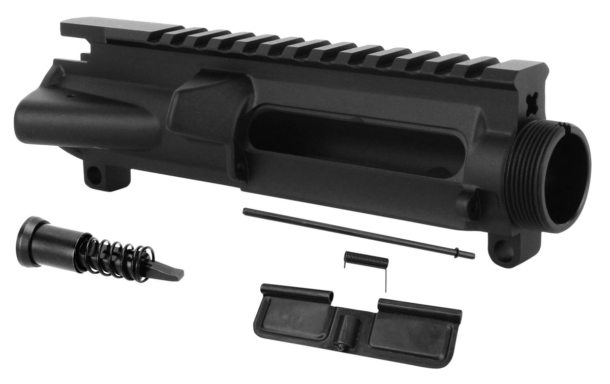 TacFire UP01C 5.56x45mm NATO Stripped Upper Receiver Black Anodized Aluminum AR-15 with Dust Cover & Forward Assist