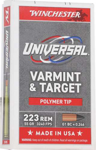 Winchester .223 Remington Varmint and Target 55 grain Polymer Tip ammunition
