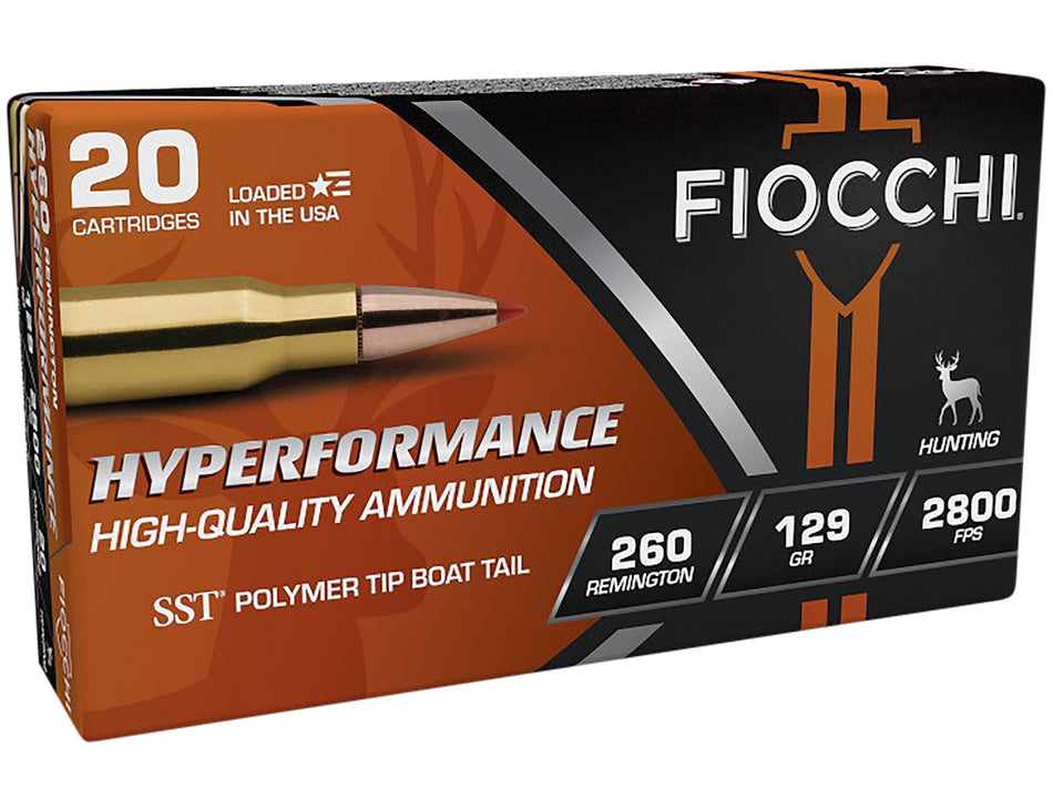 Fiocchi .260 Remington Hyperformance 129 grain Super Shock Tip ammunition