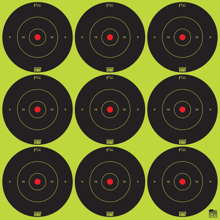 Pro-Shot 2BGREEN108 SplatterShot Adhesive 2" Bullseye Paper Target Black/Green 12 Pack/108 Count