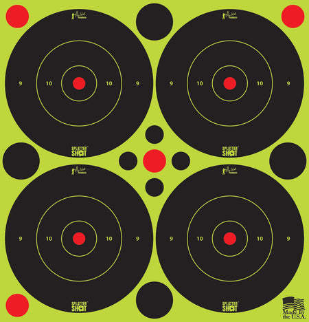 Pro-Shot 3BGREEN48 SplatterShot 3" Bullseye Adhesive Targets Black/Green 12 Sheets 48 Pack