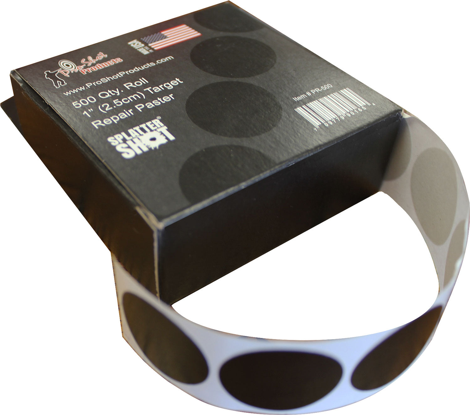 Pro-Shot PR500 1" Black Adhesive SplatterShot Pasters for Target Repair 500-Count Roll