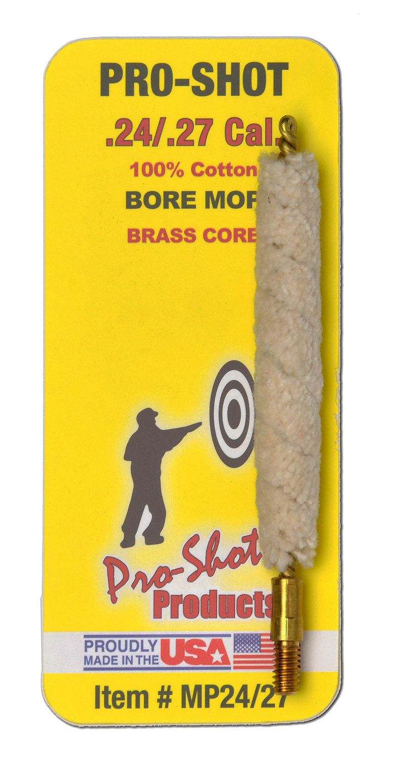 Pro-Shot MP2427 100% Cotton Brass Core Bore Mop .24-.27 Cal Rifle #8-32 Thread