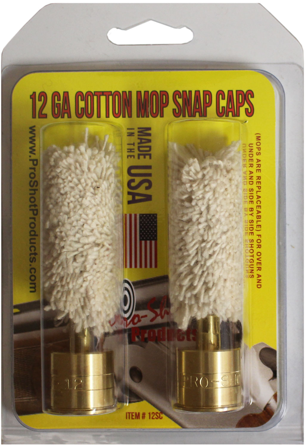 Pro-Shot 12SC 12 Gauge Shotgun Brass Snap Caps Cotton Mop Chamber Protector 2 Pack