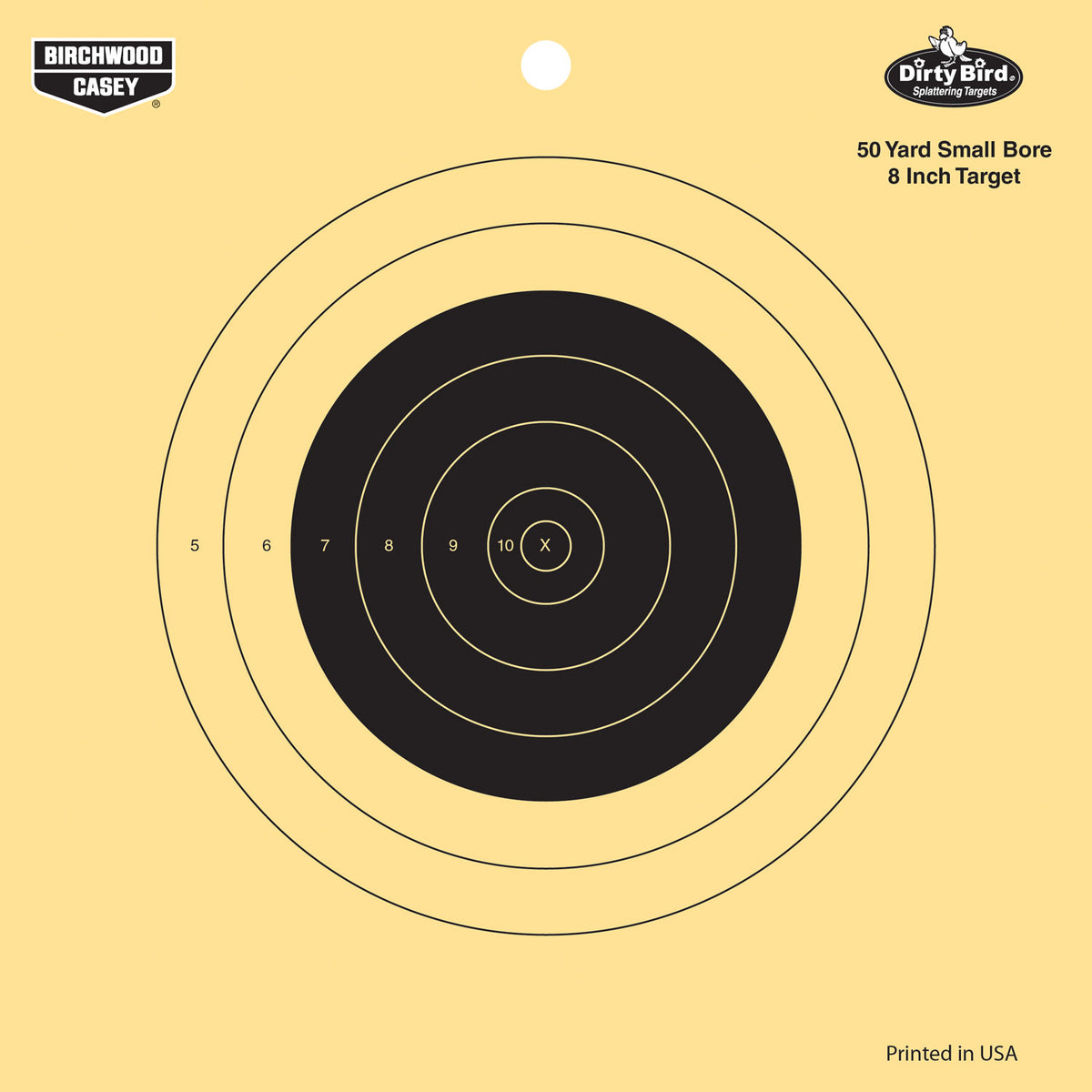 Birchwood Casey 35815 Dirty Bird Small Bore Rifle Bullseye Tagboard Target 8" Black/Yellow 25 Pkg
