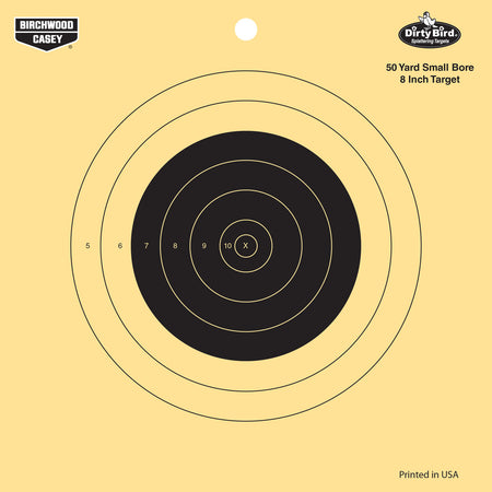 Birchwood Casey 35815 Dirty Bird Small Bore Rifle Bullseye Tagboard Target 8" Black/Yellow 25 Pkg