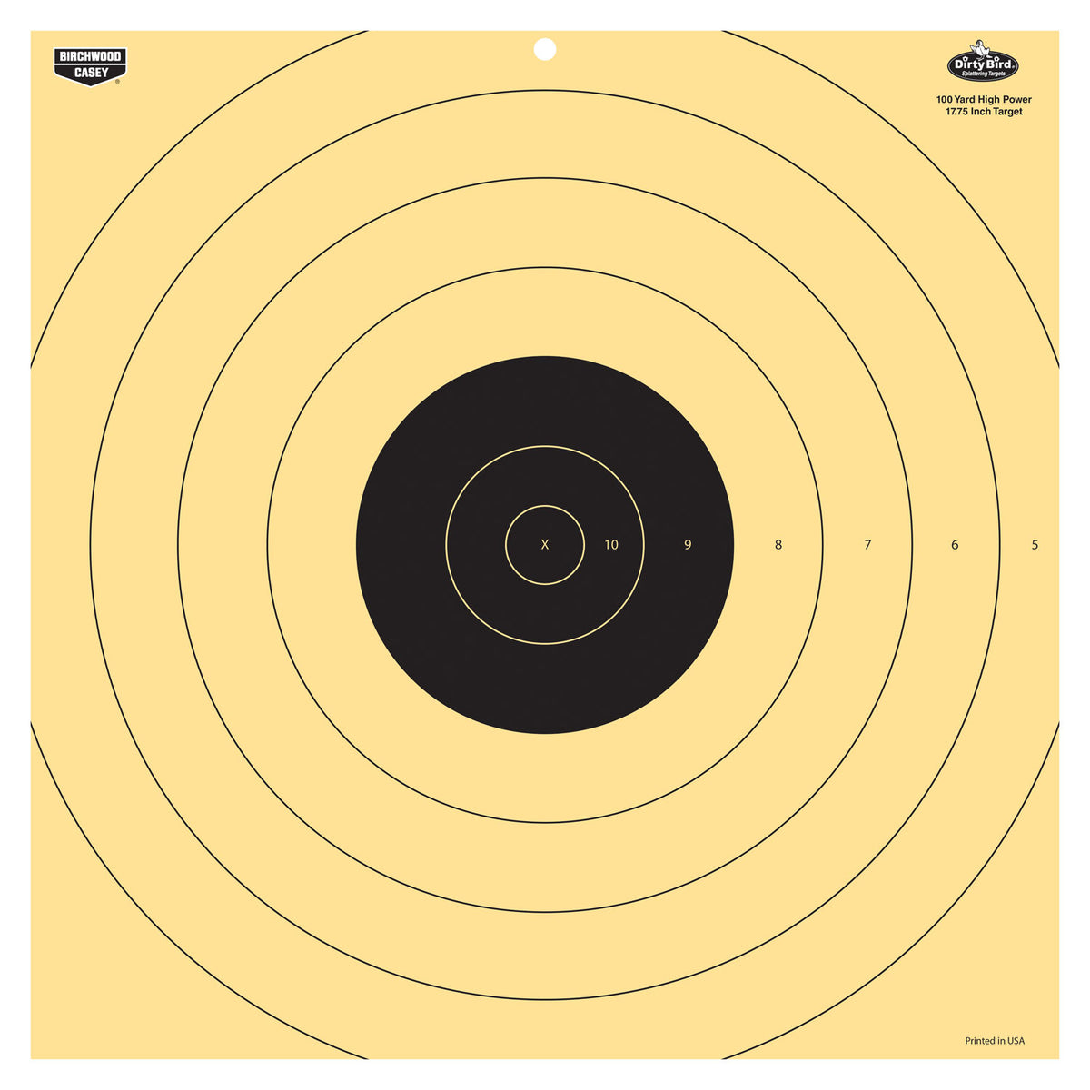 Birchwood Casey 35186 Dirty Bird Rifle Bullseye Tagboard Target 17.25" Black/White 5 Pk