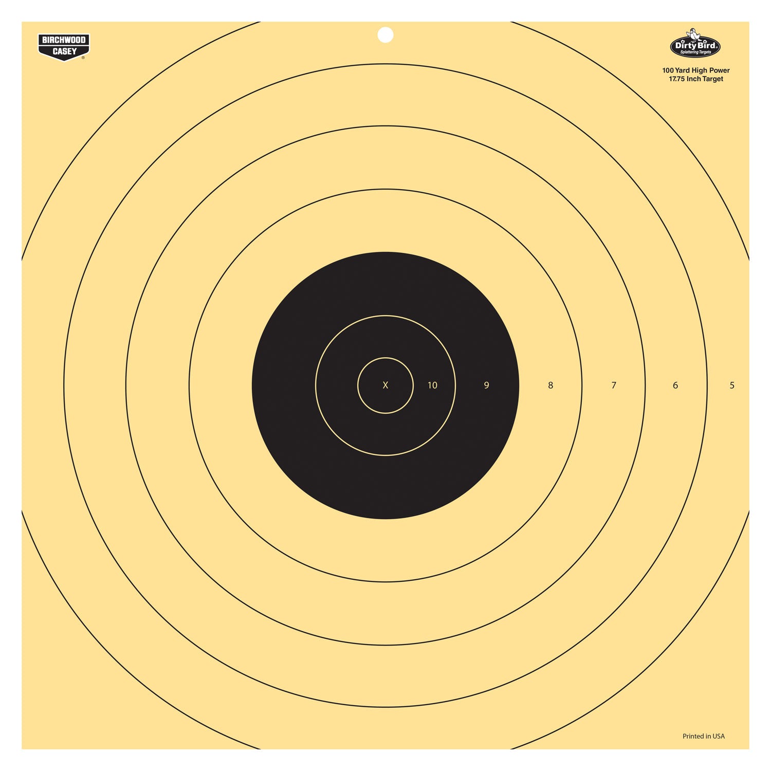 Birchwood Casey 35186 Dirty Bird Rifle Bullseye Tagboard Target 17.25" Black/White 5 Pk