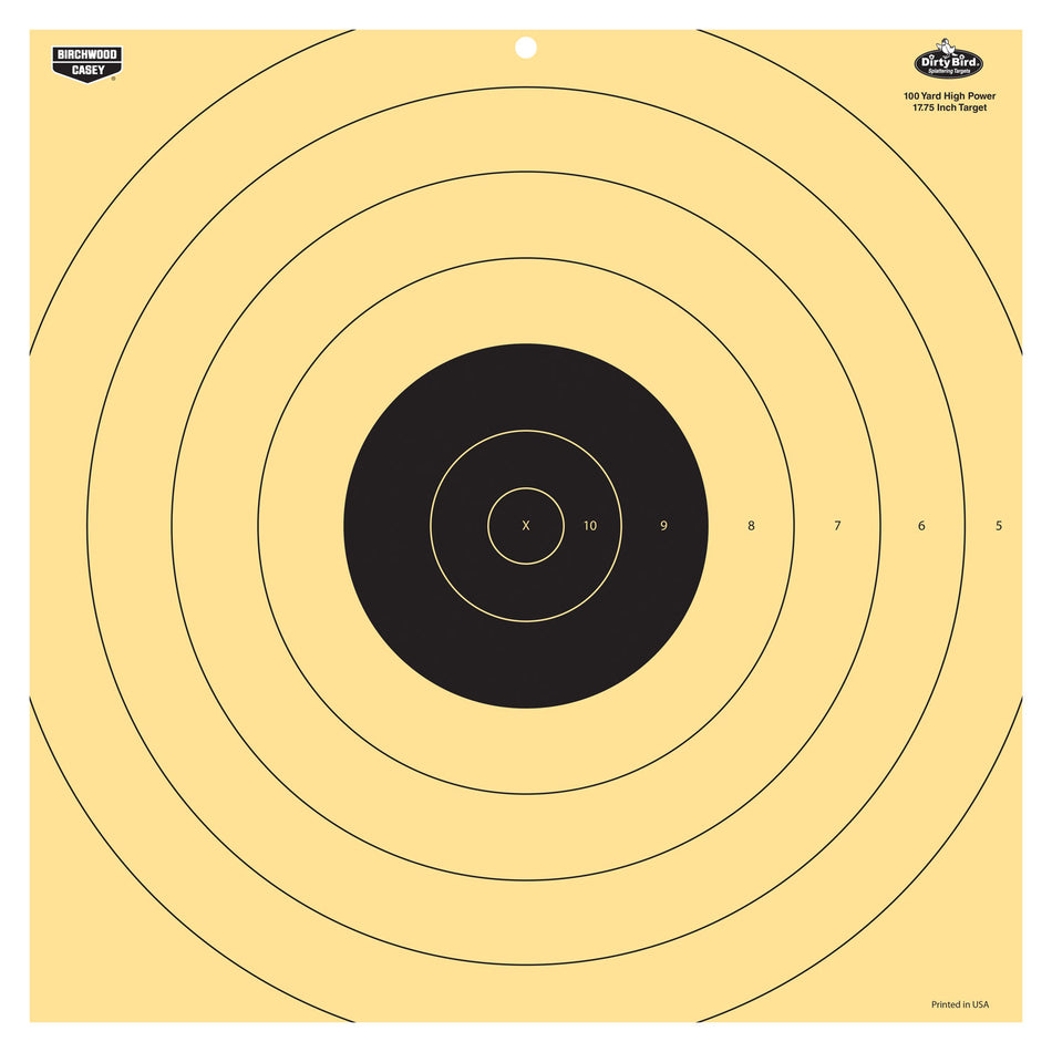 Birchwood Casey 35186 Dirty Bird Rifle Bullseye Tagboard Target 17.25" Black/White 5 Pk