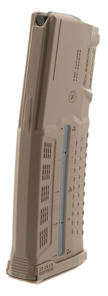 FAB Defense FXUMAGR30T Ultimag 30rd 5.56x45mm NATO AR-15/M4 Translucent Window Magazine FDE Reinforced Polymer Body