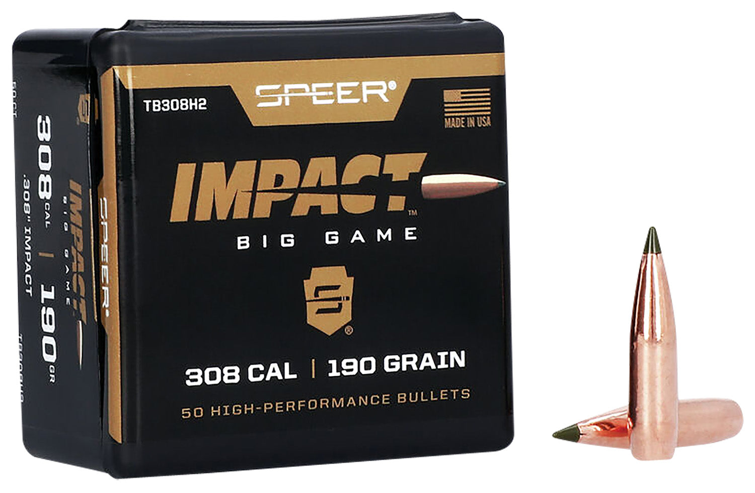 Speer Impact 30 Caliber 190 Grain Tipped Plated Bullets 50/Box