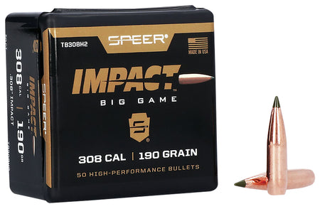 Speer Impact 30 Caliber 190 Grain Tipped Plated Bullets 50/Box