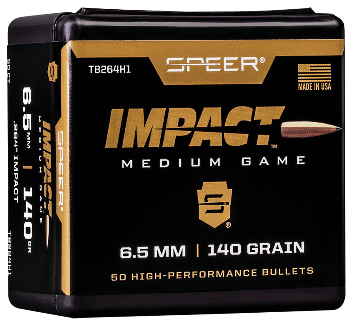 Speer Impact 6.5mm 140 Grain Tipped Plated Bullets 50/Box