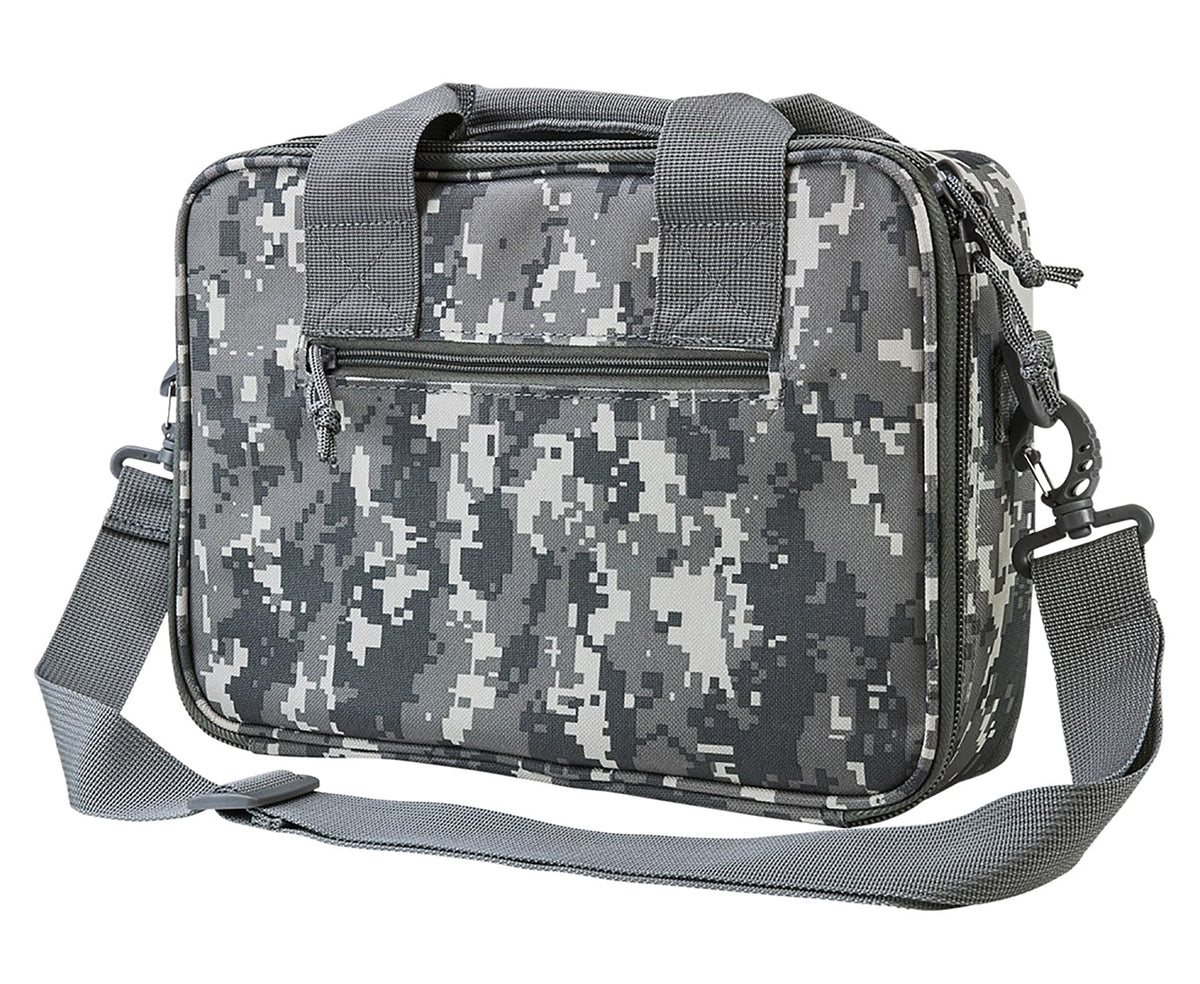 NcStar CPDX2971D VISM Digital Camo Double Pistol Bag with Mag Pouches, Lockable Zippers & Padded Handle