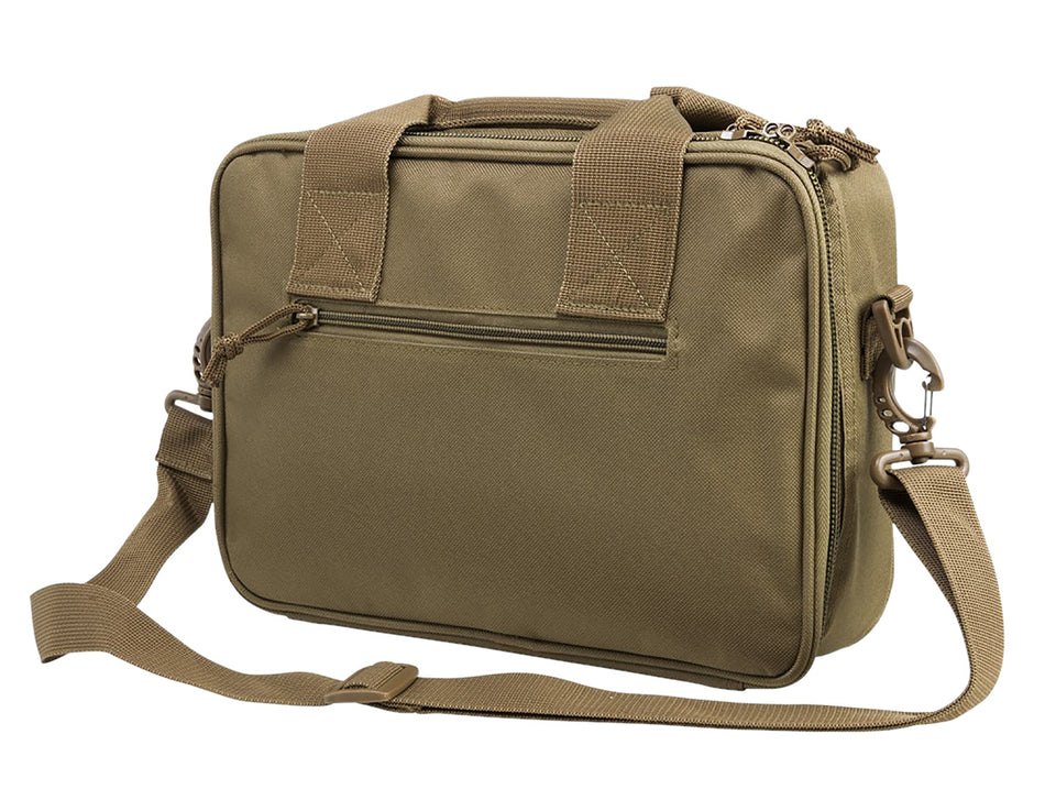 NcStar CPDX2971T VISM Tan Double Pistol Bag with Mag Pouches, Hook & Loop Straps & Padded Handle