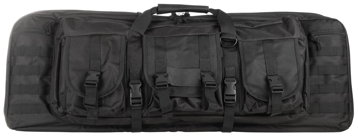 NcStar CVDC2946B36 VISM Black Double Carbine Case PVC Nylon 36" with Lockable Zippers & MOLLE Webbing